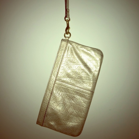 FOR SALE - Coach Gold Soft-Leather Clutch - Picture 1 of 6